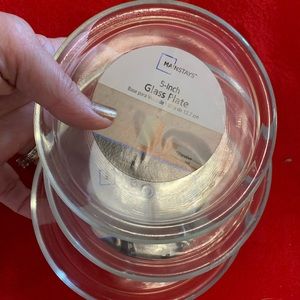 New SET of 3 Mainstays 5 Inch Round Glass Candle Holder Plate Decor NWT